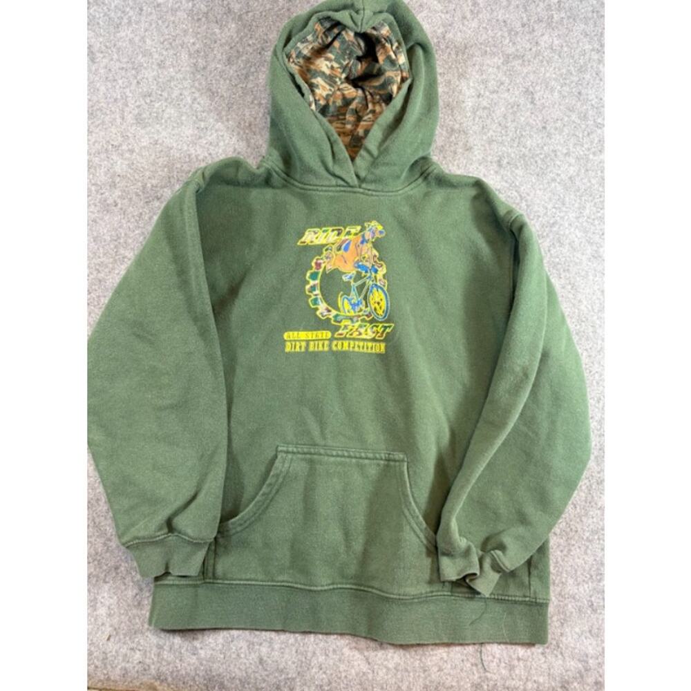 VTG Scooby Doo Ride Fast Dirt Bike Competition Hoodie Men S Camo Hood Streetwear